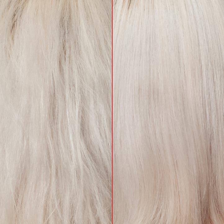 OLAPLEX vorher und nachher, blondiertes Haar
