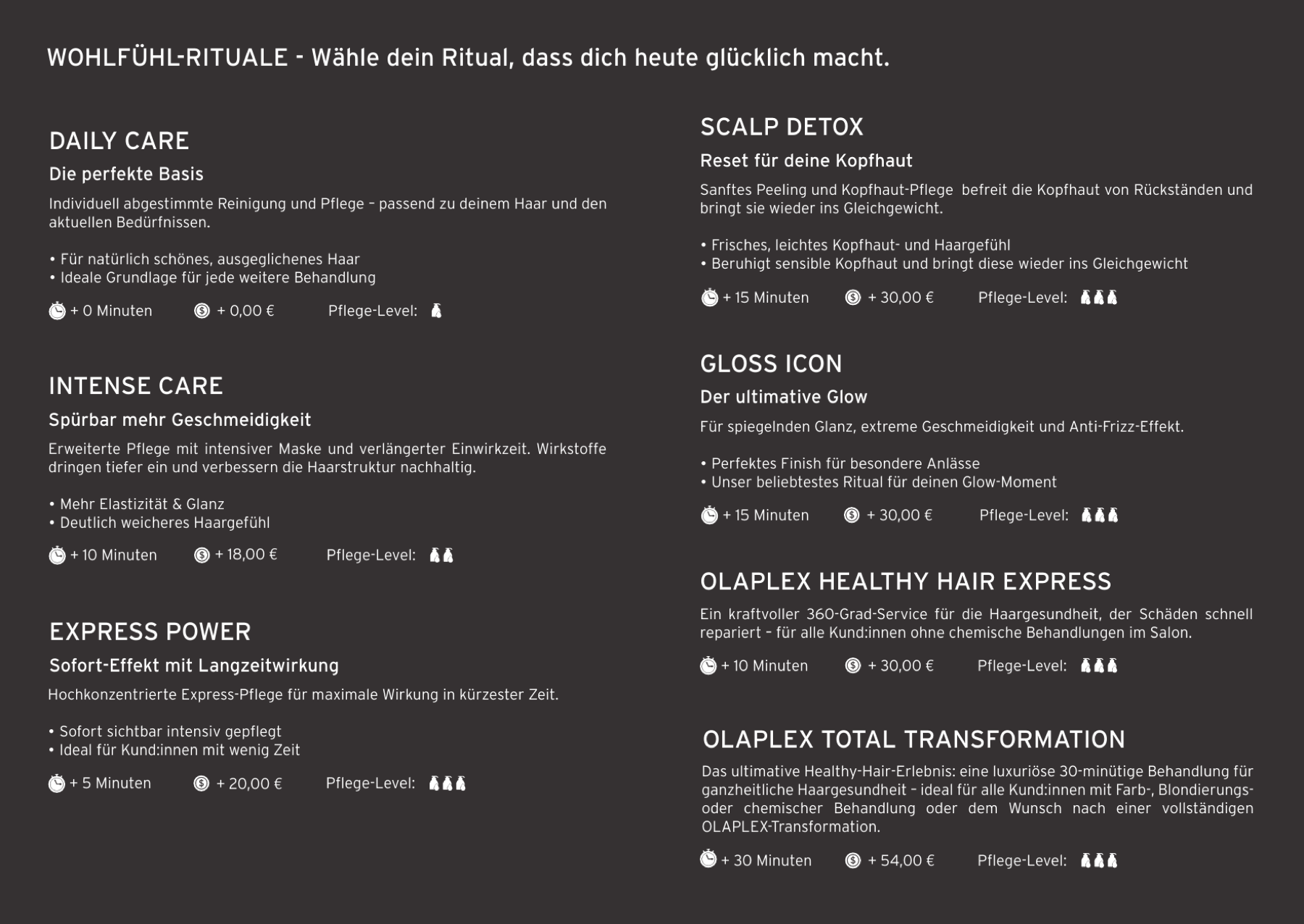 Treatment Card, Wohlfühl-Rituale und Pflege