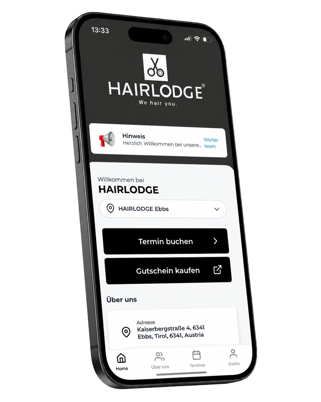 Die HAIRLODGE App auf dem Smartphone, Termin buchen und Treuepunkte sammeln